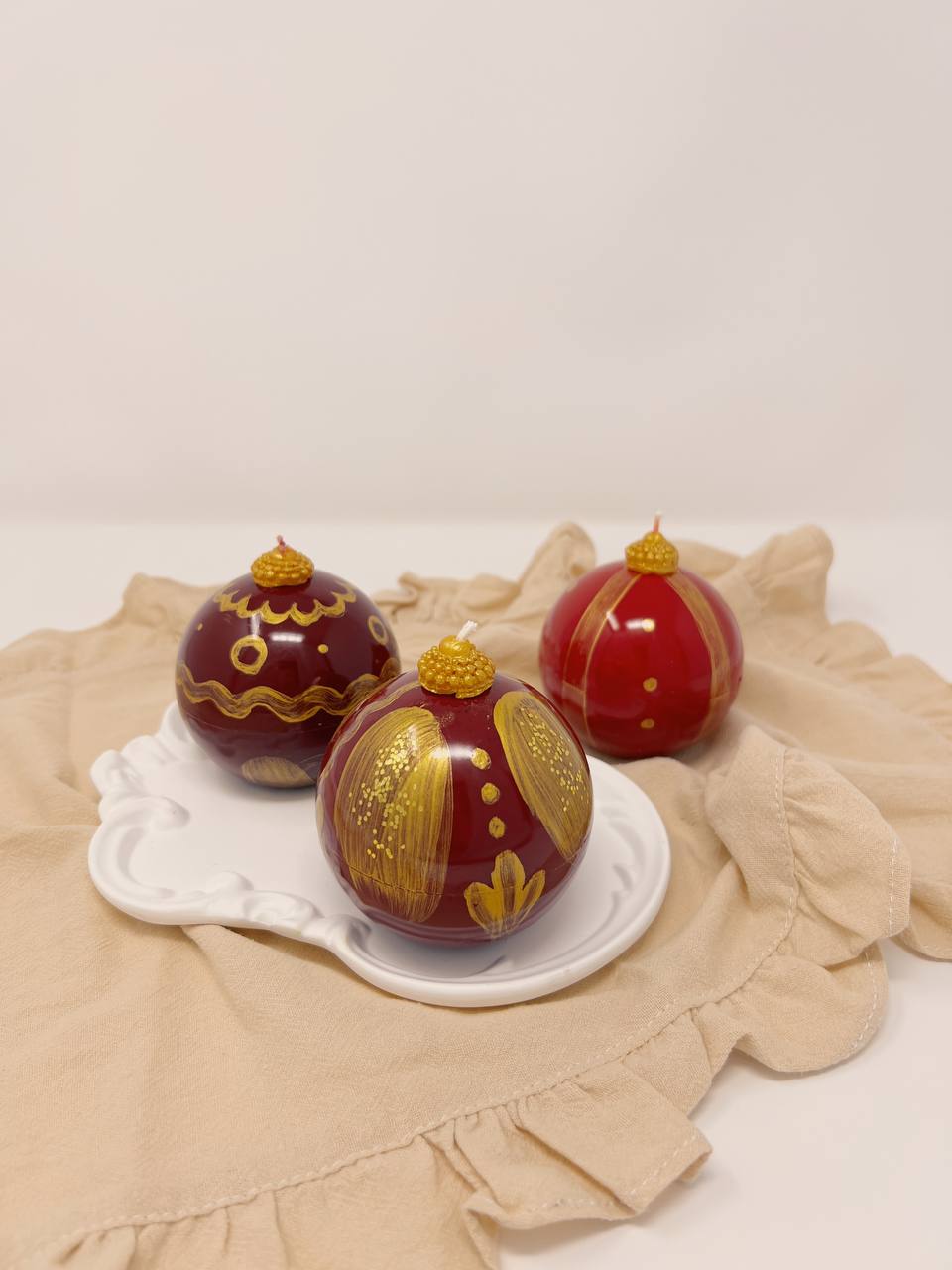 Pillar Ceramic Ball Candle – Natural Elegance - Valencia