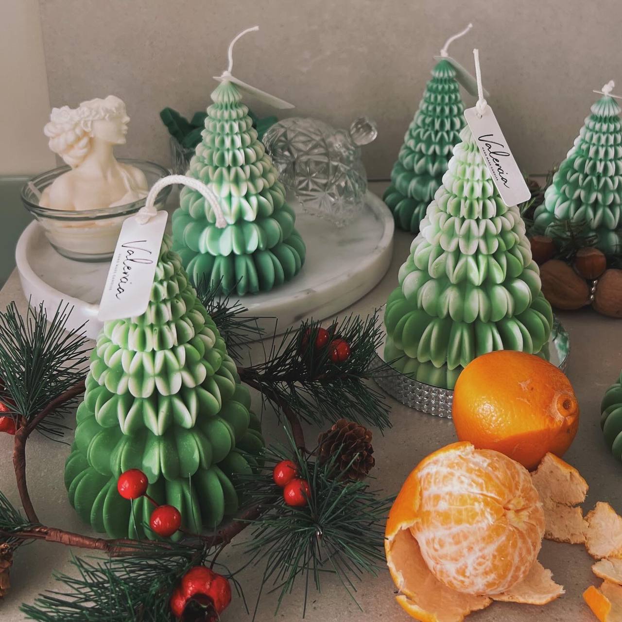 Round Christmas Tree Candle